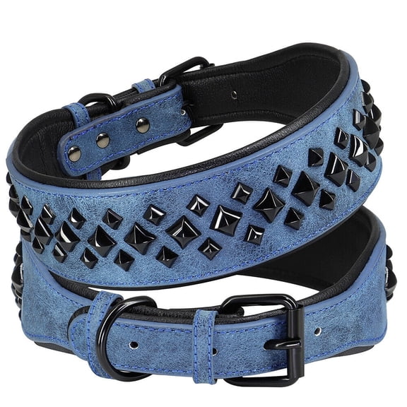 Pet Artist 2 inch Leather Dog Collar for Large Male with Soft Padded, Heavy Duty Elegant Western Design Dog Collar Fit Pitbull Doberman German Shepherd