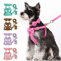 Pet Artist 4pcs Cute Bowtie Dog Harness and Collar and Leash and Poo Bag Holder Adjustable Pet Puppy Cat Vest