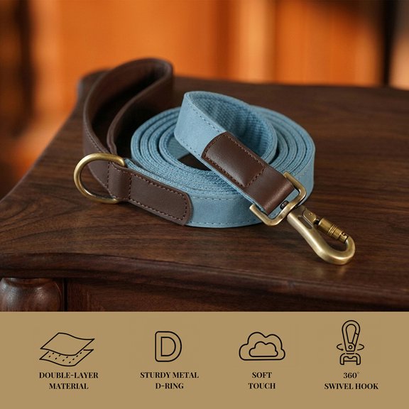 Pet Artist 5ft Long PU Leather Padded Dog Leash Durable & Retro Pet Walking Leashes Rope for Small Medium Dogs 9 Colors Available