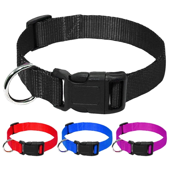 Pet Artist Adjustable Durable Nylon Dog Collar with Quick-Fit Buckle and D-Ring - Multiple Colors Available