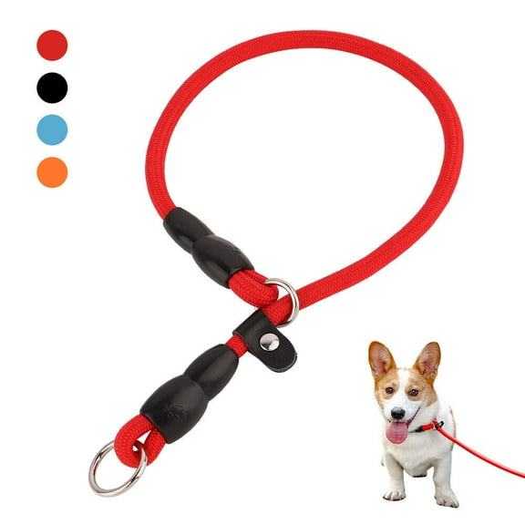 Pet Artist Adjustable Nylon Dog Slip Lead Collar Strong for Pet Training Leash Loop P Choker Red Black