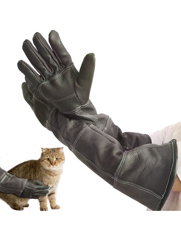 Animal Handling Gloves Leather Sleeve Bite Proof Dog Cat Protection Anti-Bite