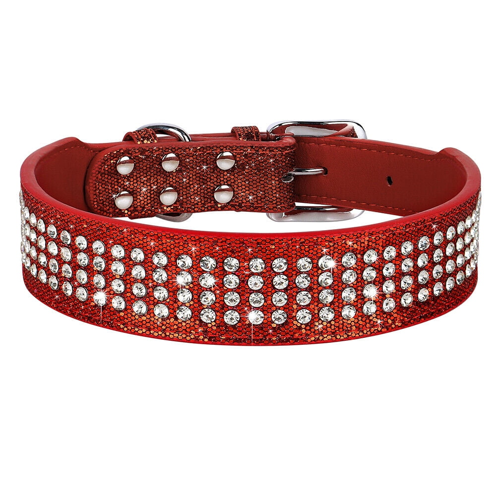 Pet Artist Bling Rhinestone Diamante Large Dog Collar Leather Pet Neck Strap Crystal Necklace Adjustable Walmart