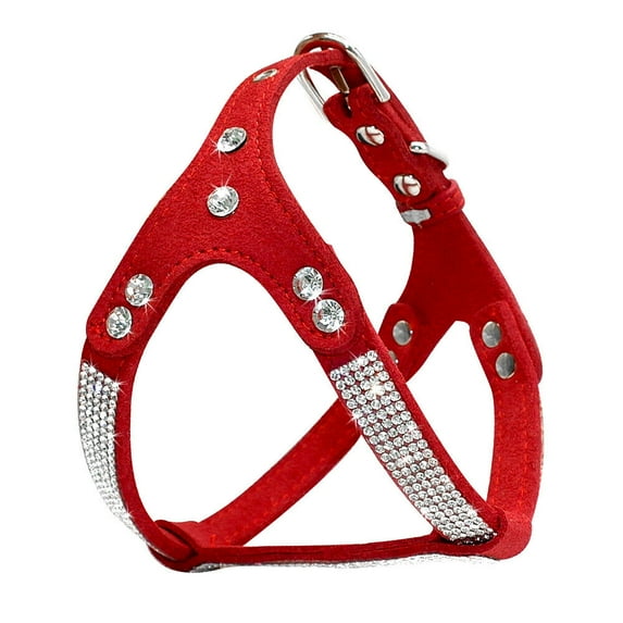 Pet Artist Bling Rhinestones Dog Harness Soft Suede Leather Crystal Diamante Chest Strap Vest for Yorkshire