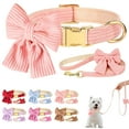 thumbnail image 1 of Pet Artist Bow tie Dog Collar with Leash set Soft & Comfy Velvet Pet Puppy Collar Adjustable, 1 of 11