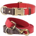 thumbnail image 1 of Pet Artist Classic Quick Released Leather Dog Collar and Dog Leash Set 4.5FT for Small Medium Large Dogs, 1 of 7