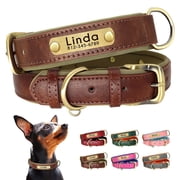 Pet Artist Custom PU Leather Dog Collar Personalized Adjustable Pet Name Number Engraved Soft Padded