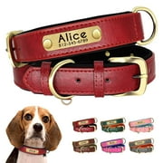 Pet Artist Custom PU Leather Dog Collar Personalized Adjustable Pet Name Number Engraved Soft Padded
