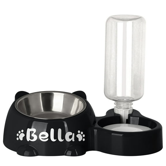 Pet Artist Custom Tilted 2-In-1 Cat Feeder Bowl Personalized w/Name Automatic Food & Water Fountain Dispenser Dishes