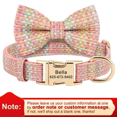 Pet Artist Cute Bow Tie Dog Collars Engraved Pet Name Number ID Metal Buckle for Small Medium Large Dogs
