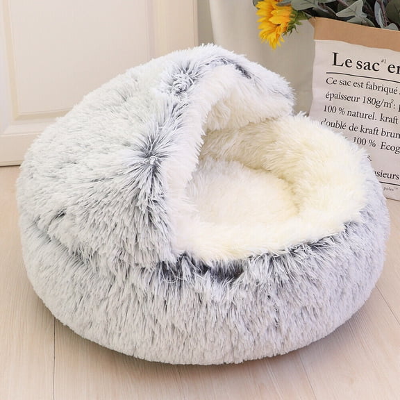 Pet Artist Dog Cave Bed Round Plush Cuddler Warm Cushion Igloo House Crate Cat Calming Bed