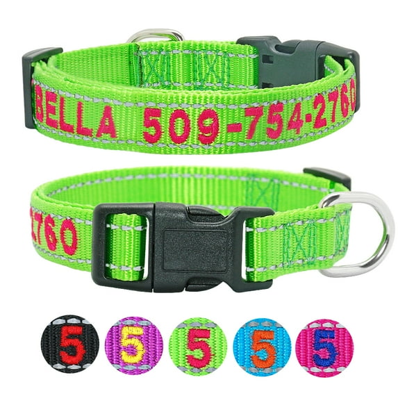 Pet Artist Embroidered Personalized Nylon Dog Collar Reflective Custom ID Name Puppy Collar