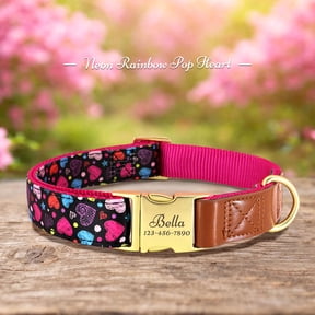 Pet Artist Fancy Floral Personalized Dog Collar Soft Fabric Pet Puppy Customized Metal Buckle Name Number Engraved Adjustable for Small Dogs