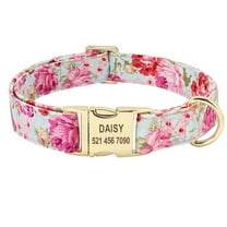 Pet Artist Fancy Floral Personalized Dog Collars Heavy Custom Name ID Collar Tag Free Engraved