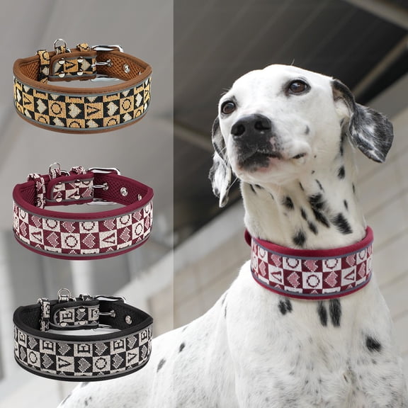Pet Artist Fashion Wide Nylon Dog Collar Soft Mesh Padded Safety Reflective Adjustable for Medium Large Dogs