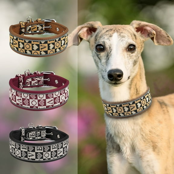 Pet Artist Fashion Wide Nylon Dog Collar Soft Mesh Padded Safety Reflective Adjustable for Medium Large Dogs