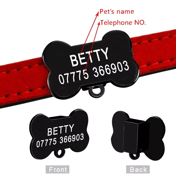 Pet Artist Fish/Bone Slide On Dog Tags for Pets Engraved Cat Name Tags Personalized Collar