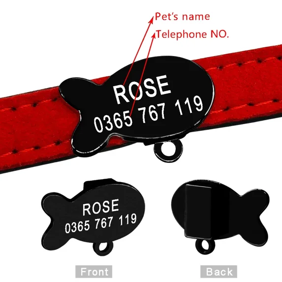 Pet Artist Fish/Bone Slide On Dog Tags for Pets Engraved Cat Name Tags Personalized Collar