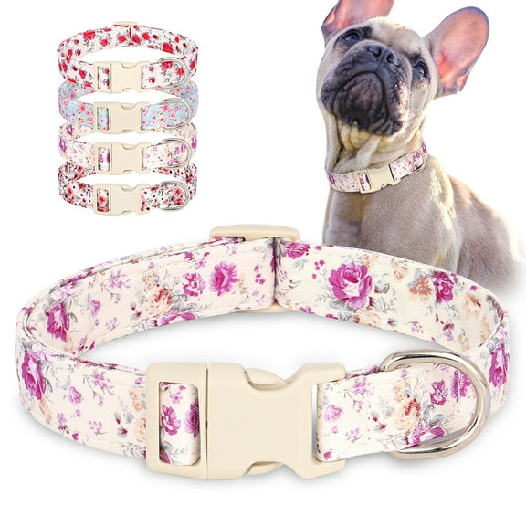 Pet Artist 	Floral Nylon Dog Collars with Quick Fit Buckle Adjustable for Girl Small Medium Large Dogs