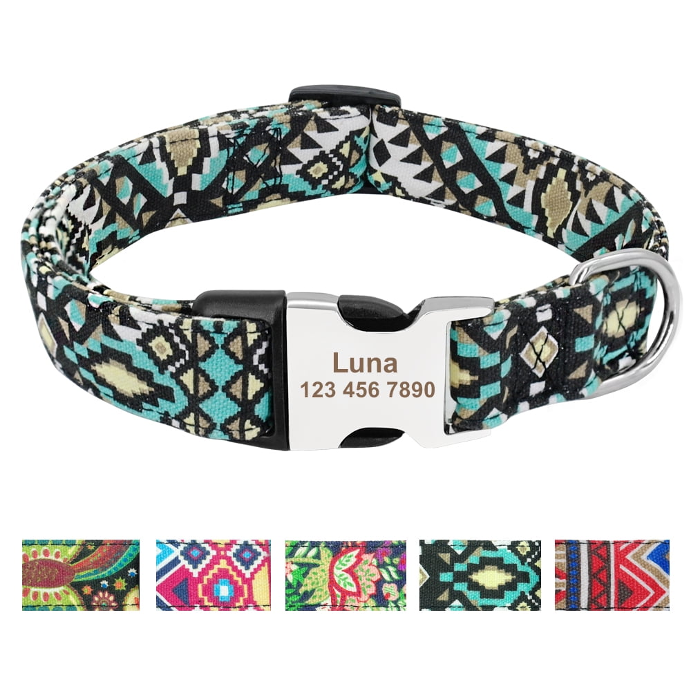 Personalized Dog Collar With Engraved ID Tag | Adjustable, Custom Name, For Puppy To Large Dogs