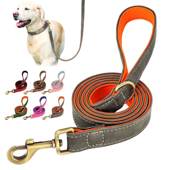 Pet Artist Genuine Leather Dog Leash Walking Leashes with Soft Handle Heavy Duty for Medium Large Dogs