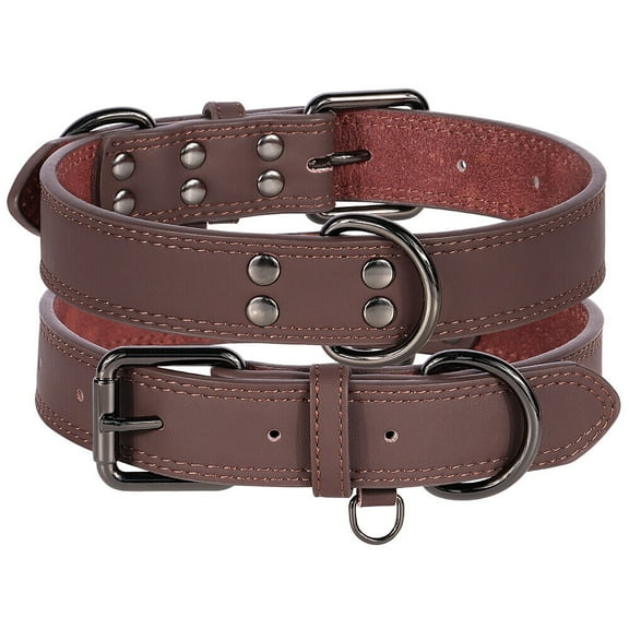 Pet Artist Genuine Leather Pet Dog Collar Heavy Duty Strong Metal Buckle Adjustable