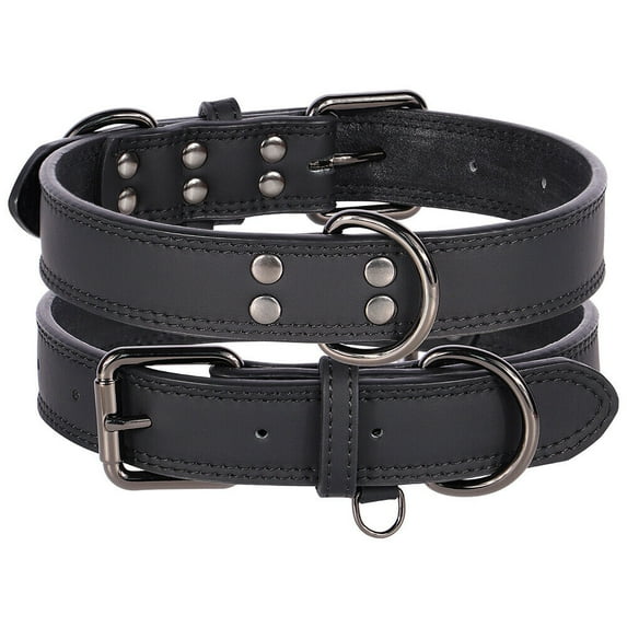 Pet Artist Genuine Leather Pet Dog Collar Heavy Duty Strong Metal Buckle Adjustable