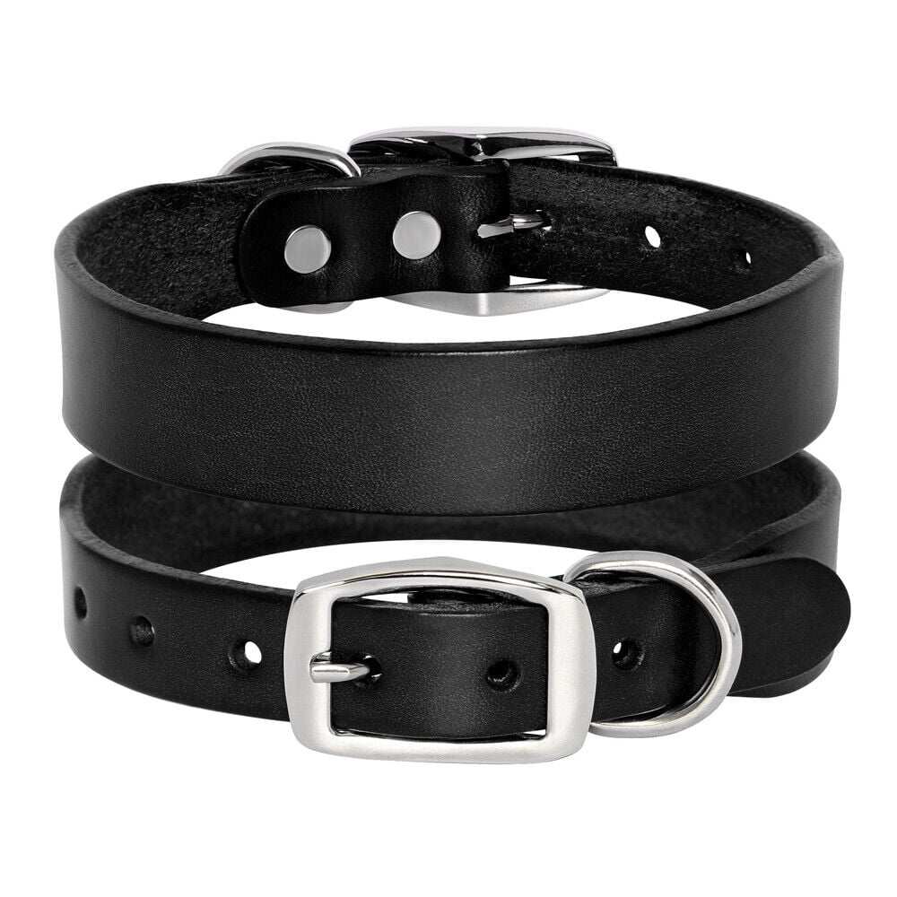 Genuine Leather Dog Collar For Small Dogs - Adjustable Star & Moon Studded, Rust-Proof Buckle, XS Size 8-11" Purple