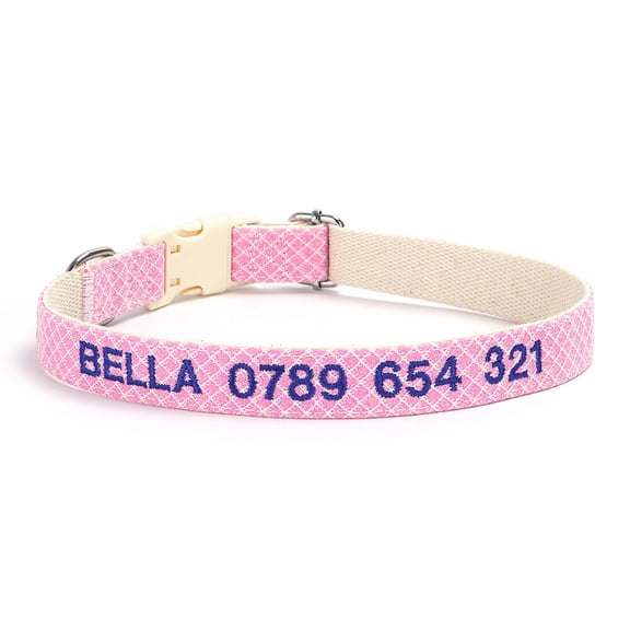 Pet Artist Glitter Personalized Custom Embroidered Nylon Dog Collar Adjustable Name Number