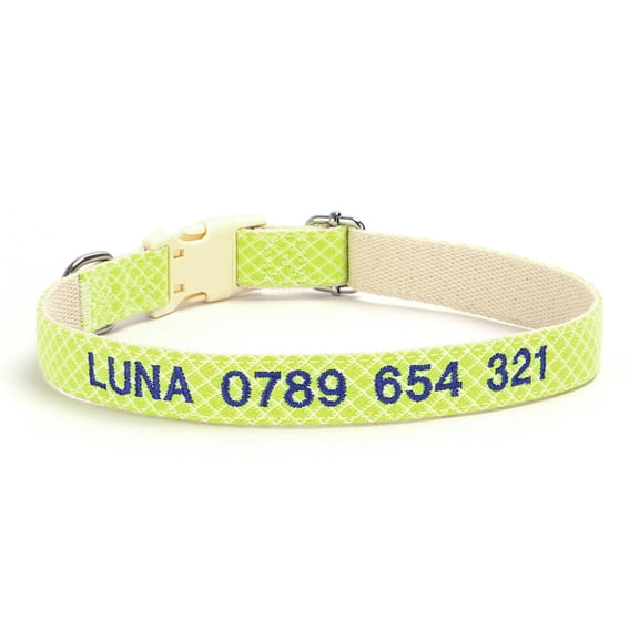 Pet Artist Glitter Personalized Custom Embroidered Nylon Dog Collar Adjustable Name Number