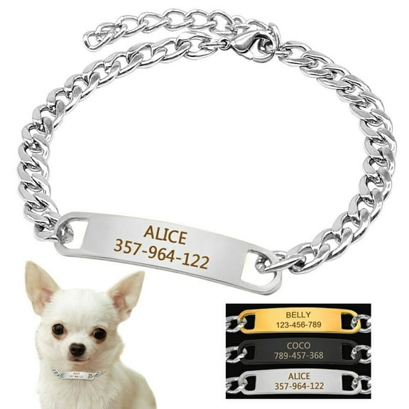 Pet Artist Gold Personalized Dog Collar Extra/Small Dog Engraved ID Name Tag Neck for 8-12"