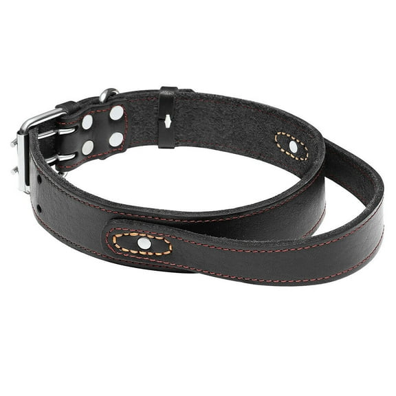Pet Artist Heavy Duty Genuine Leather Dog Collars with Handle Quick Control for Training Pit Bull German Shepherd