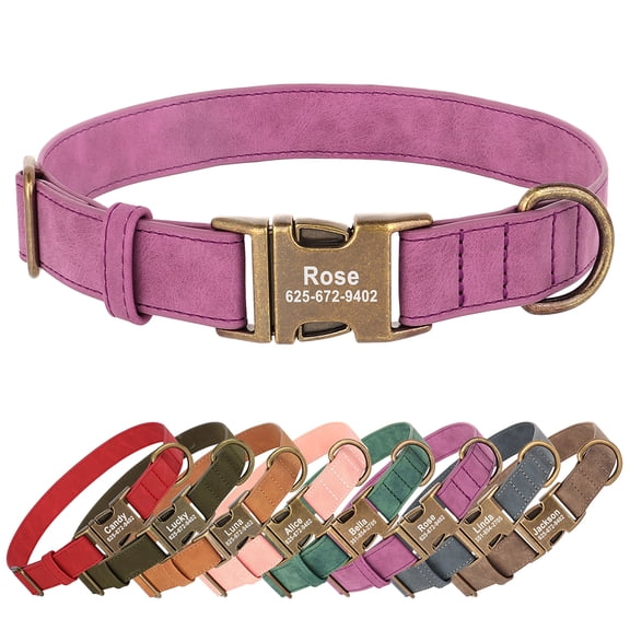 Pet Artist 	Leather Personalized Dog Collar Custom Name Engraved Puppy ID Anti-lost Collars
