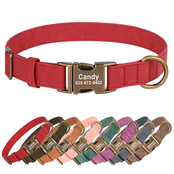 Pet Artist Leather Personalized Dog Collar Custom Name Engraved Puppy ID Anti-lost Collars