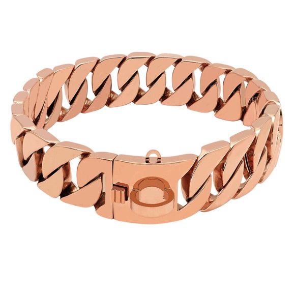 Pet Artist Luxury 30mm Thick Chain Dog Collar Heavy Duty Large Dog Pet Training Collar Stainless Steel Cuban Link Gold