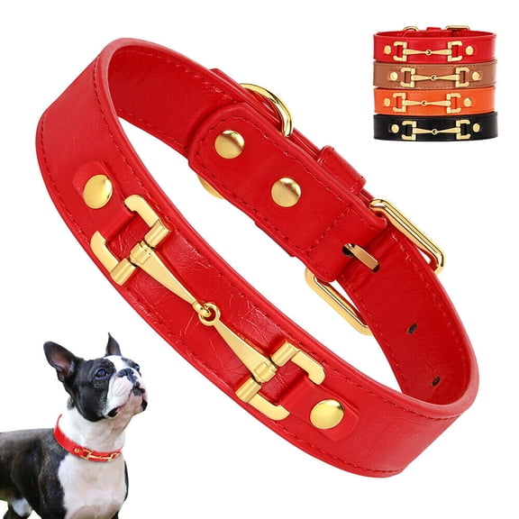 Pet Artist Luxury Dog Collars Soft Leather Adjustable for Small Medium Dogs French Bulldog