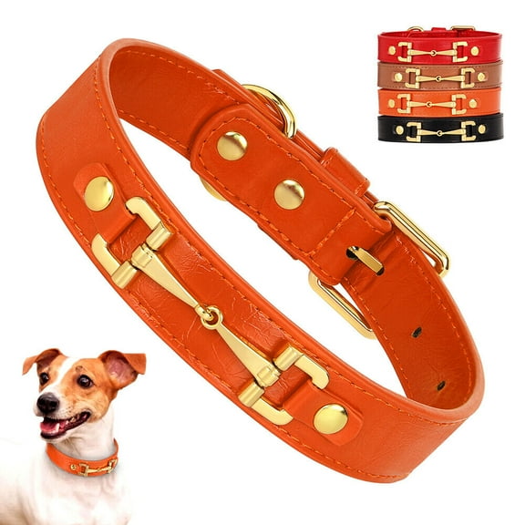Pet Artist Luxury Dog Collars Soft Leather Adjustable for Small Medium Dogs French Bulldog