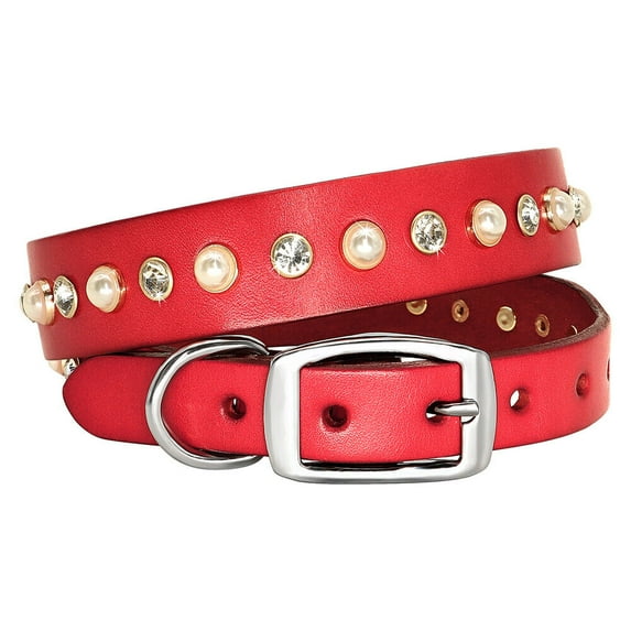 Pet Artist Luxury Genuine Leather Pet Dog Puppy Collars Rhinestone Diamante Adjustable for Small Dogs Chihuahua