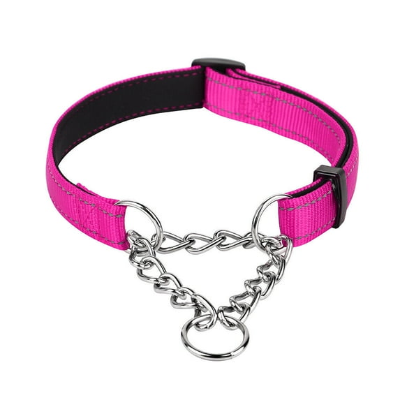 Pet Artist Martingale Dog Collar Adjustable Reflective Nylon Training Choker Choke With Half Chain