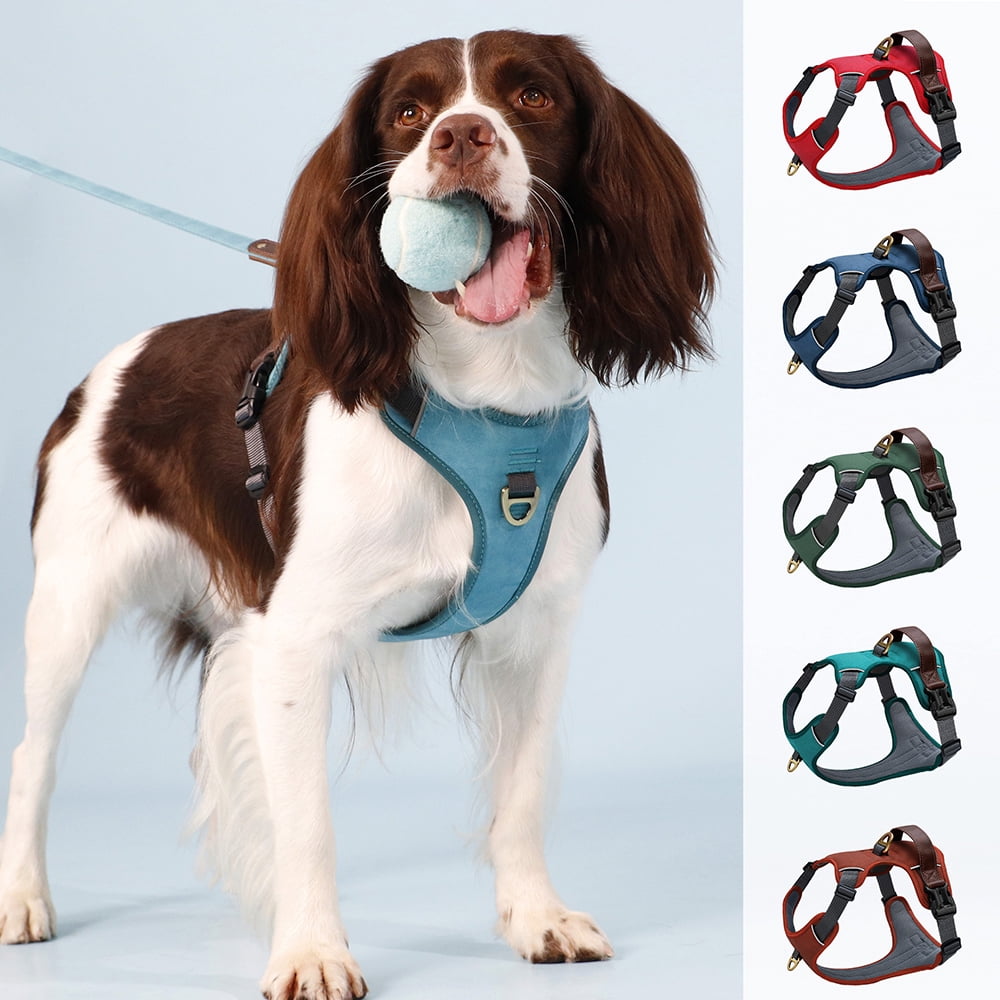 Pet Artist No Pull PU Leather Dog Harness, Adjustable Pet Vest with Handle, Quick Fit Easy Control Soft Padded Vest for Small Medium Large Dogs