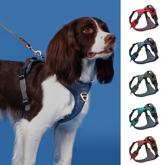 Pet Artist No Pull PU Leather Dog Harness, Adjustable Pet Vest with Handle, Quick Fit Easy Control Soft Padded Vest for Small Medium Large Dogs