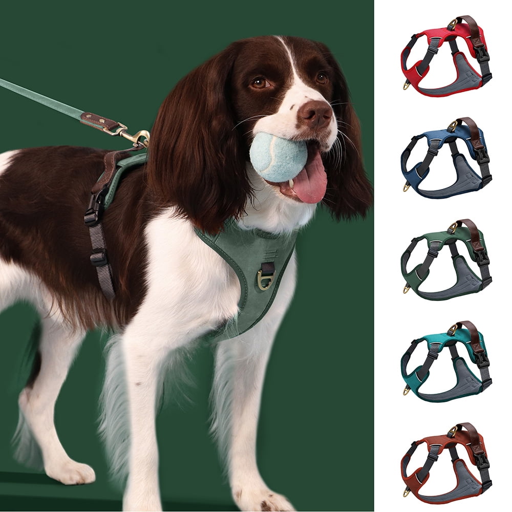 Pet Artist No Pull PU Leather Dog Harness, Adjustable Pet Vest with Handle, Quick Fit Easy Control Soft Padded Vest for Small Medium Large Dogs