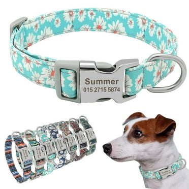 Pet Artist Nylon Cotton Personalized Dog Collar Pet Nameplate Custom Engrave ID Tag Collars