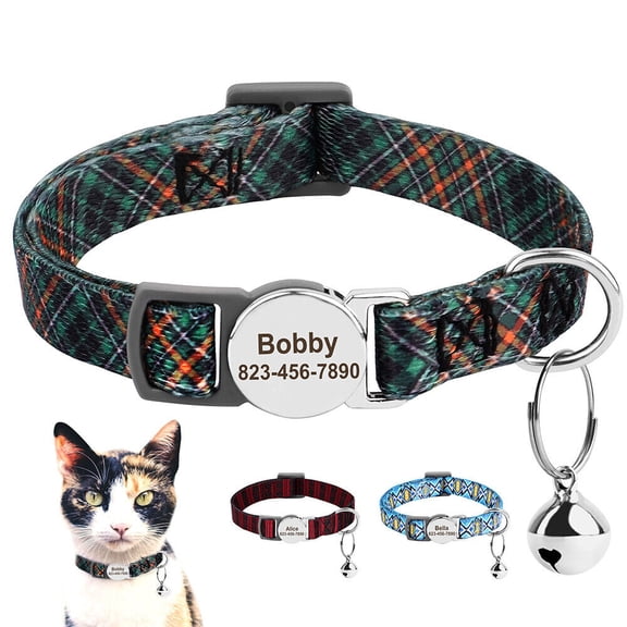 Pet Artist Nylon Kitten Cat Collar Personalized Breakaway Custom Engraved Pet Puppy ID Tag