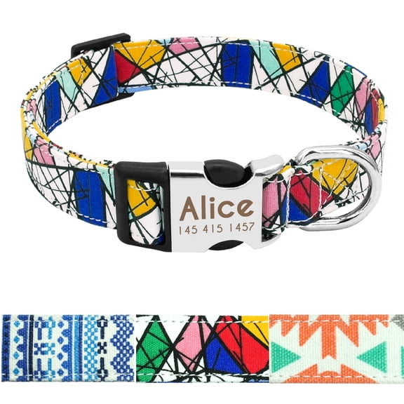 Pet Artist Nylon Personalized Dog Collar Durable Nylon Engraved Buckle Custom ID Name