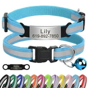 Pet Artist Nylon Reflective Cat Collar Safety Breakaway and Personalized Slide On Name ID Tag Anti-Lost