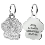 Pet Artist PAW Pet Dog Tags Glitter Personalized Cat Puppy ID Tag Collar Tags Engraved with Bell
