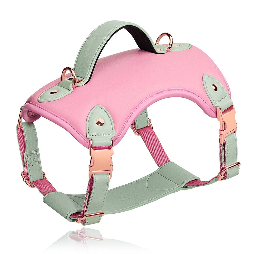 Pet Artist PU Leather Dog Harness with Handle No Pull Soft Padded Vest Adjustable Medium Large