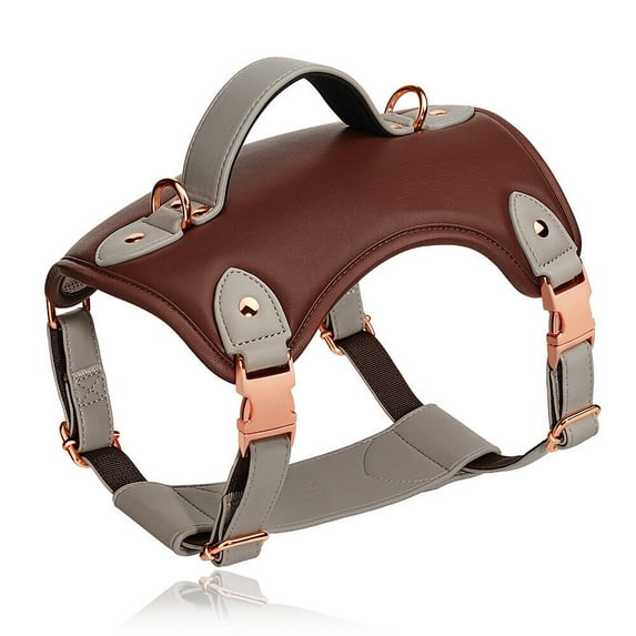 Pet Artist PU Leather Dog Harness with Handle No Pull Soft Padded Vest Adjustable Medium Large