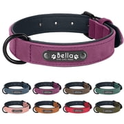 Pet Artist PU Leather Personalized Dog Collar Soft Padded Custom ID Nameplate Number Engraved S-2XL